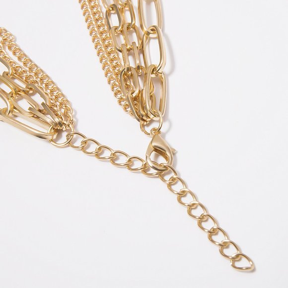 NEW Gold Multi Layer Link Chain Necklace - Picture 7 of 7